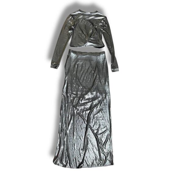 Leyden Women's Sharona Twisted Metallic Crop Top sz XS and Skirt sz M - Picture 2 of 7